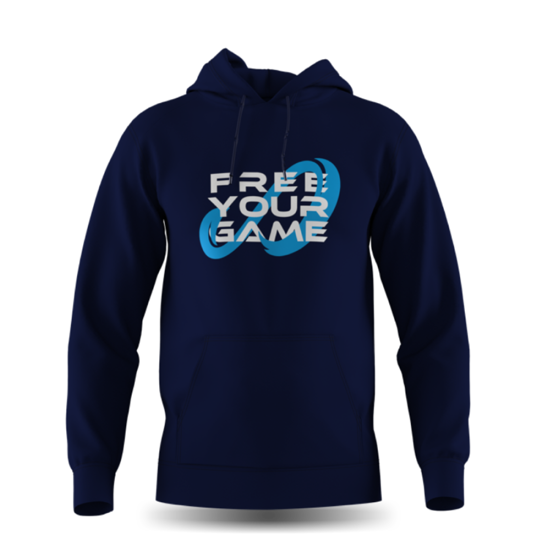 Hoodie Free Your Game- navy blue - render - product image | Senda Athletics