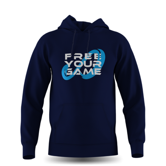 Hoodie Free Your Game- navy blue - render - product image | Senda Athletics