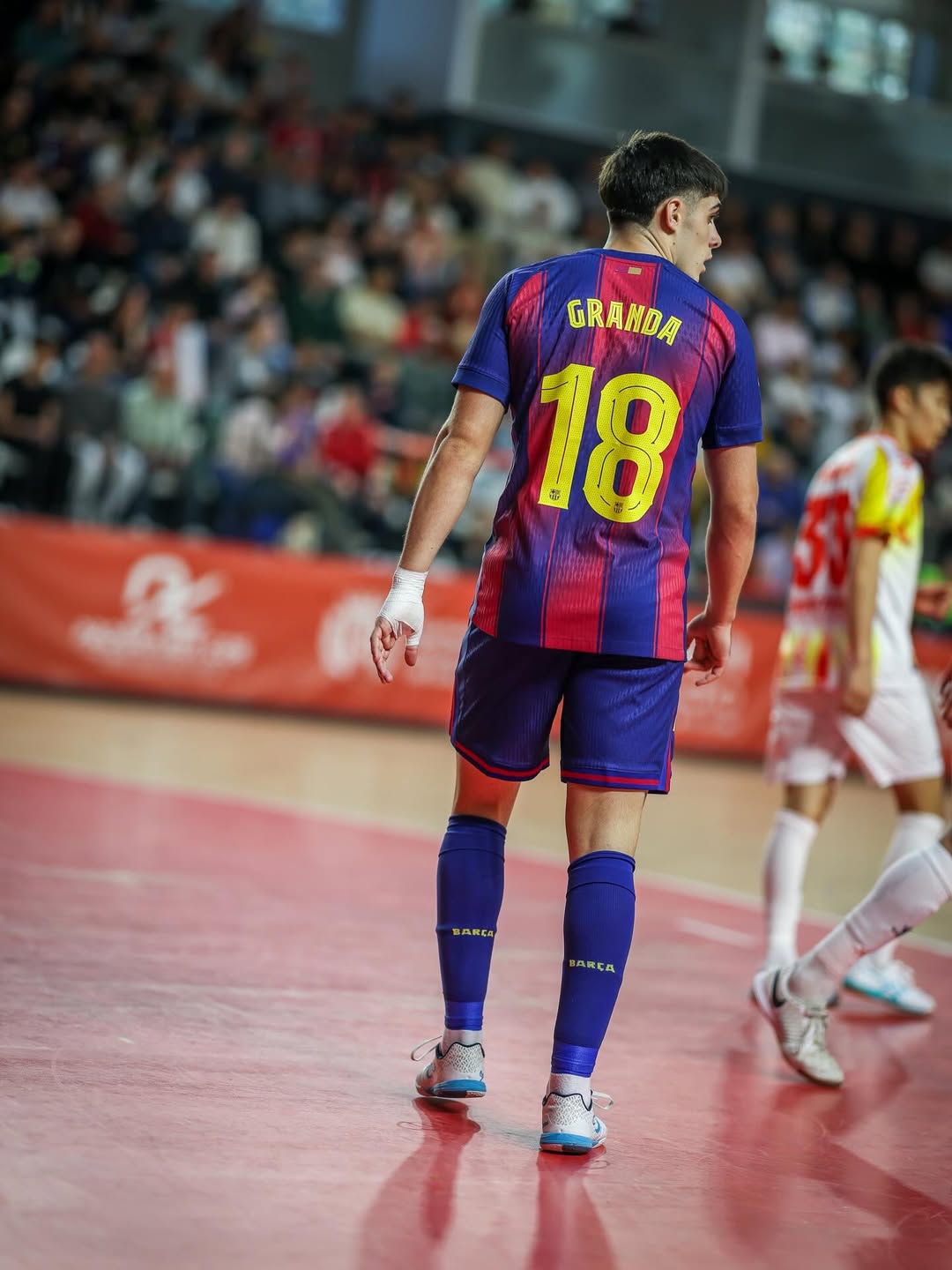 Lucas Granda playing for FC Barcelona Futsal wearing Senda Ushuaia Pro footwear