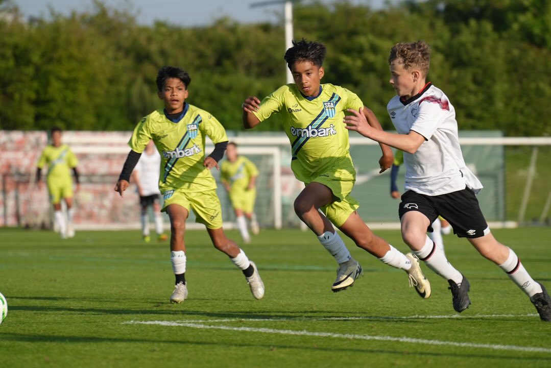 SGA Roots players in Senda gear against Derby Count FC.