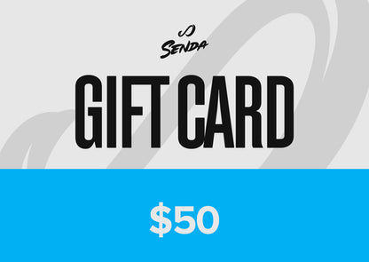 Senda gift card with $50 value on a gray and blue background