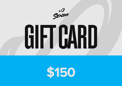 Senda gift card with $150 value on a gray and blue background